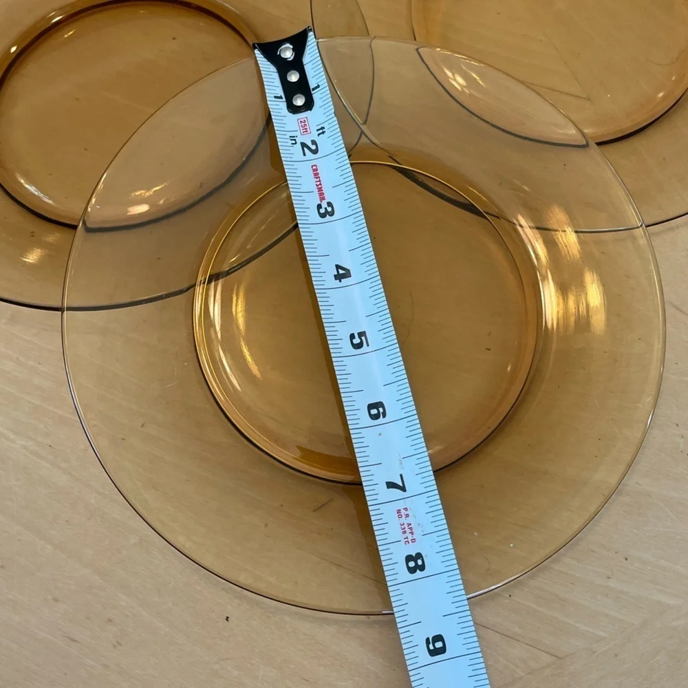 Vintage Amber Glass 8.25” Plates Set of 4